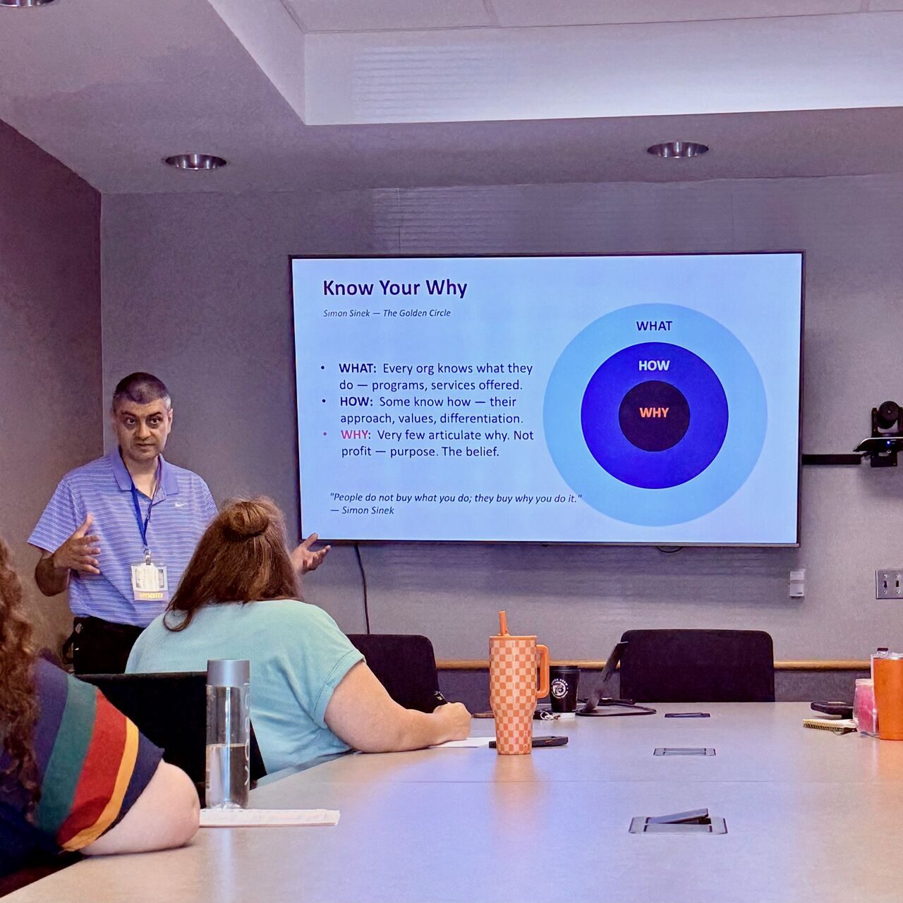 Adam Soltani teaching a nonprofit training session